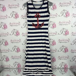 SOSOCOER dress anchor nautical sequins sparkly glitter Striped Maxi Dress